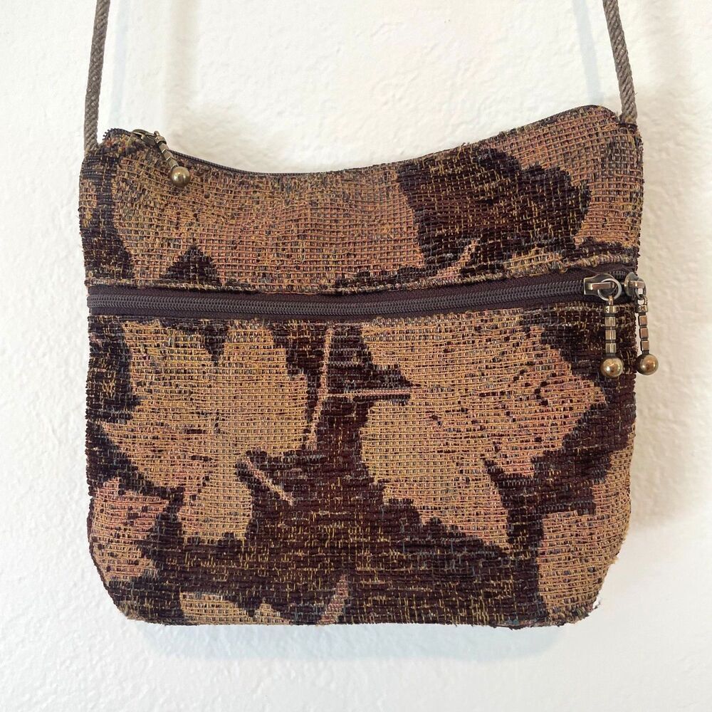 Maruca Crossbody Purse Maple Leaves Brown Earthy Bag Handbag *READ* vintage boho
